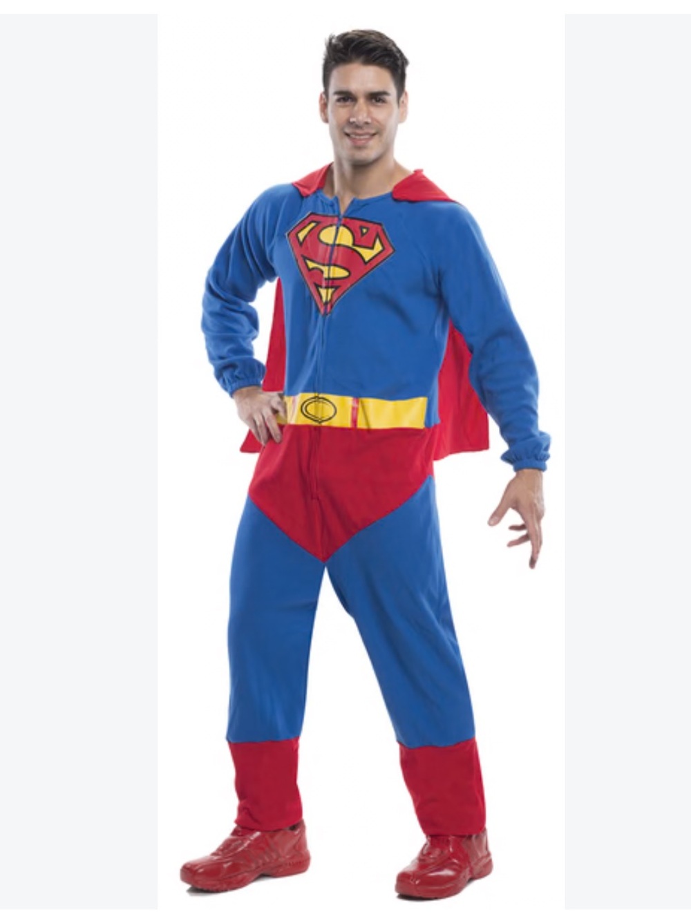 Men’s Superman Fleece Halloween Costume Onesie Size Medium NWOT